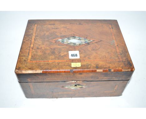 A Victorian walnut inlaid trinket box.