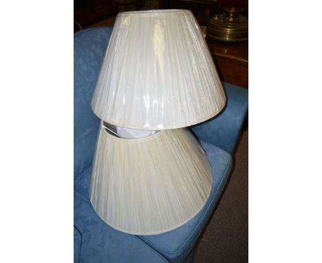 Two silk mushroom cream lamp shades.