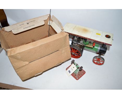 A Mamod model TE1A traction engine with original box and accessories.