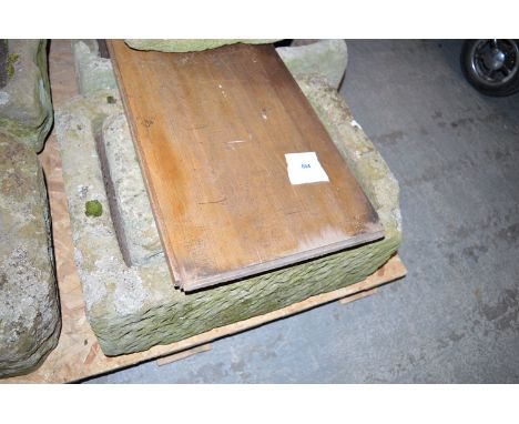 A rectangular stone trough approximately 24 x 17in; and a smaller rectangular stone trough approximately 15 x 11in.