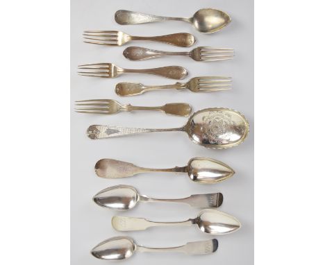 American silver cutlery to include C.S.Hemphill, I. Reed &amp; Son and R&amp;W Wilson, some marked coin, length of longest 26