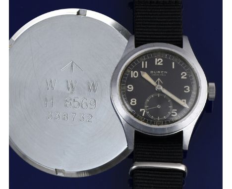 Buren Grand Prix British military issue 'Dirty Dozen' wristwatch with&nbsp;inset subsidiary seconds dial,&nbsp;luminous hands