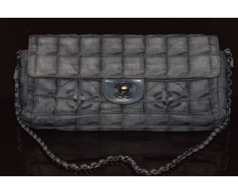 Chanel East West Choco Bar shoulder bag with nylon quilting and black plated fittings, 2000, in dust bag&nbsp;