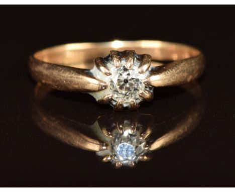 A 9ct gold ring set with an old cut diamond of approximately&nbsp;0.25ct, 1.7g, size M