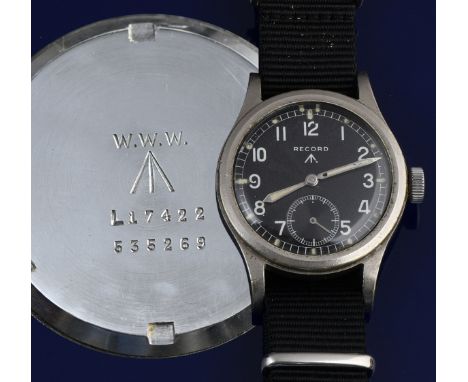 Record British military issue 'Dirty Dozen' wristwatch with&nbsp;inset subsidiary seconds dial,&nbsp;luminous hands and dot h