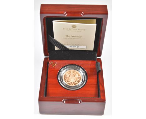 Royal Mint cased limited edition (4340/10,500) proof 2022 Elizabeth II gold full sovereign, with Royal Mint certificate