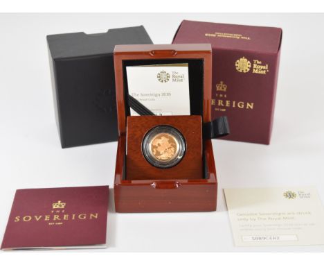 Royal Mint cased limited edition (1219/10,500) proof 2018 Elizabeth II gold full sovereign, with Royal Mint certificate