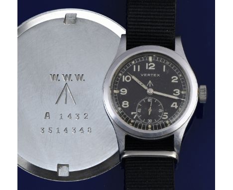Vertex British military issue 'Dirty Dozen' wristwatch with&nbsp;inset subsidiary seconds dial,&nbsp;luminous hands and dot h