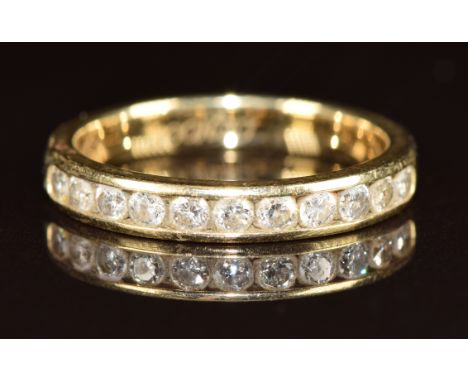 A 14k gold half eternity ring set with diamonds, the total diamond weight approximately 0.52ct, 2.5g, size N  