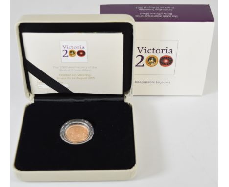 Royal Mint cased limited edition (113/650) proof 2019 Elizabeth II 200th Anniversary of the Birth of Prince Albert gold full 