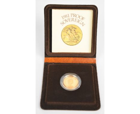 Royal Mint cased&nbsp;1981 proof gold full sovereign