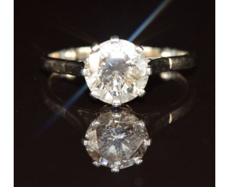 An 18ct white gold ring set with a transitional cut diamond of approximately 2.2ct, 3.8g, size M