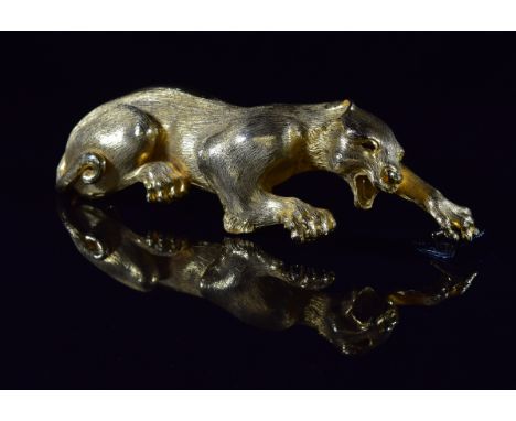 Christopher Ross gold plated panther belt buckle, signed and dated 1988, 20cm