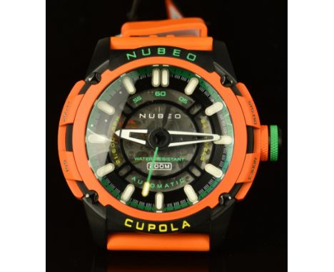 Nubeo Cupola Skeleton Mandarin gentleman's automatic wristwatch ref. NB-6055-02 with luminous hands and hour markers, skeleto