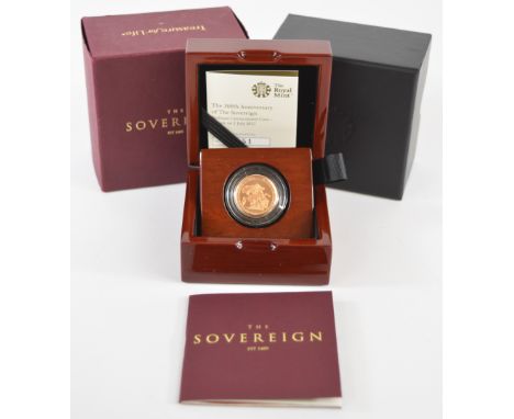 Royal Mint cased limited edition (1051/1817) proof 2017 Elizabeth II 200th Anniversary gold full sovereign, with Royal Mint c
