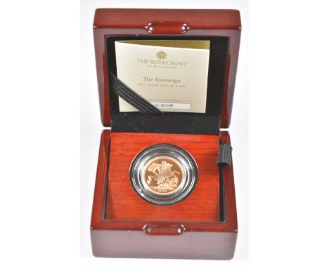 Royal Mint cased limited edition (5309/7,995) proof 2021 Elizabeth II gold full sovereign, with Royal Mint certificate