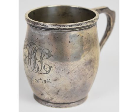 Edward VII hallmarked silver tankard of bulbous form, Sheffield 1909, maker&nbsp;William Hutton &amp; Sons Ltd, height 7.5cm,