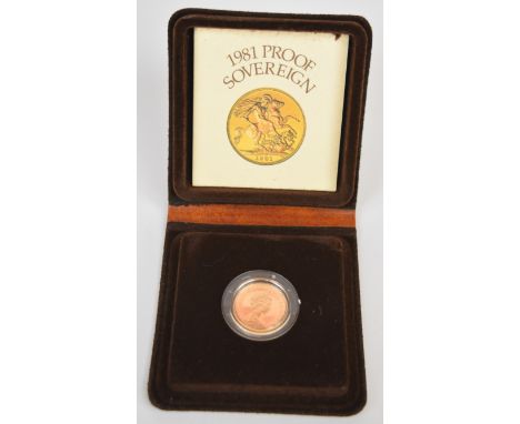 Royal Mint cased&nbsp;1981 proof gold full sovereign