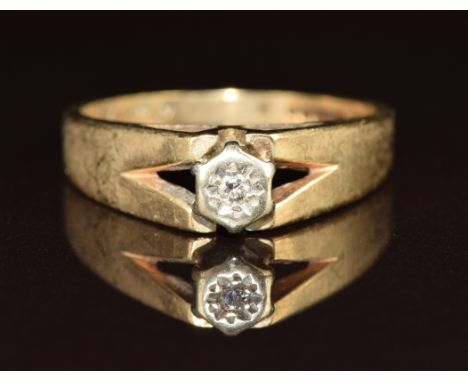 A 9ct gold ring set with a diamond, 2.8g, size N