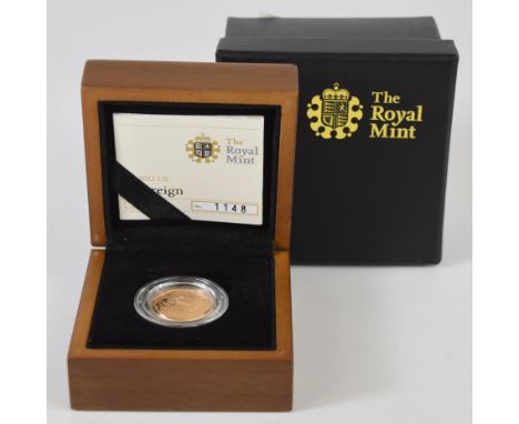Royal Mint cased limited edition (1148/5500) proof 2012 gold full sovereign, with Royal Mint certificate