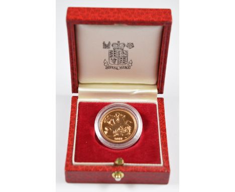 Royal Mint cased limited edition proof 2019 Elizabeth II gold full sovereign