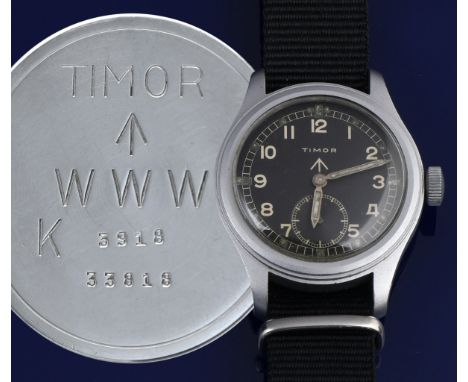 Timor British military issue 'Dirty Dozen' wristwatch with inset subsidiary seconds dial, luminous hands and dot hour markers