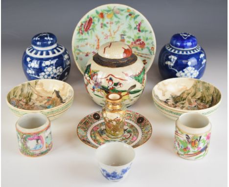 Chinese /Japanese 19th / 20thC porcelain ginger jars, plate, bowls, vases, teabowl etc, tallest 13cm