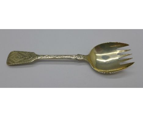 A Victorian silver spoon/fork by George Unite, Birmingham 1871