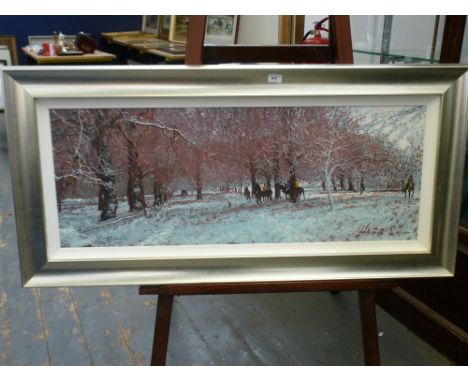 FIRST SNOW, HYDE PARK HORSES LIMITED EDITION PRINT BY ROLF HARRIS 106/195 39" X 15"