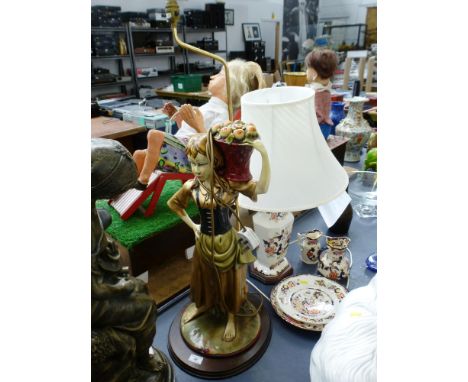GIRL WITH FRUIT FIGURE LAMP H: 33.75"