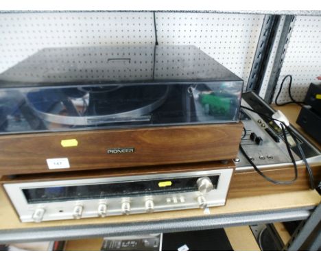 PIONEER TURNTABLE, PIONEER STEREO RECIEVER MODEL SX-300 AND PIONEER CASSETTE TAPE DECK MODEL CT-5151