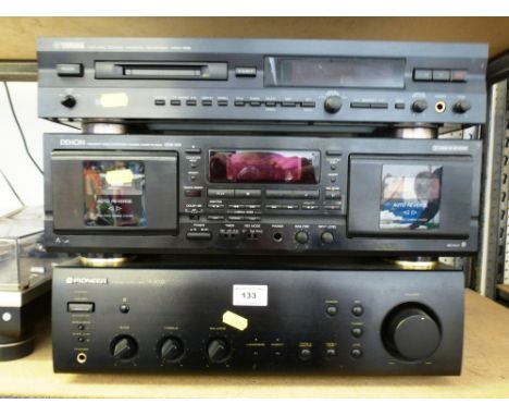 YAMAHA MINIDISC RECORDER MDX-596, DENON DOUBLE CASSETTE DECK DRW-580 AND PIONEER STEREO AMPLIFIER A-303R