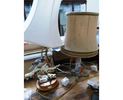 CAPODIMONTE SIGNED LAMP H: 22" AND GOEBEL BIRD LAMP H: 19"