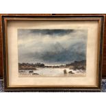 PERCY FRENCH: (British, 1854 - 1920): A framed and glazed watercolour of a coastal scene.