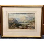 MARIA GASTINEAU: (British, 1824 - 1890): A framed and glazed watercolour depicting goats in a valley