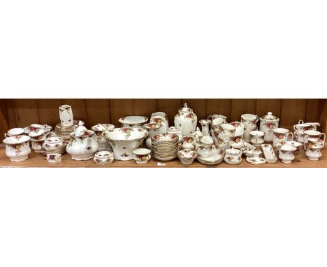 ROYAL ALBERT OLD COUNTRY ROSES: An extensive tea and coffee service with typical decoration. Est. £100 - £150.