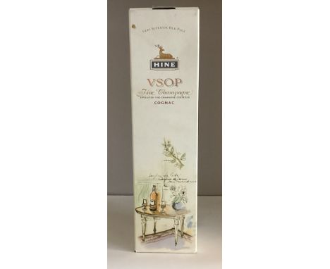 A boxed 100cl bottle of Hine VSOP Fine Champagne Cognac.