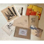 A collection of sketchbooks containing pencil drawings and watercolours etc. by P H Brown etc.