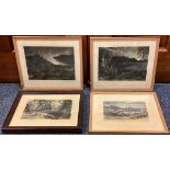 AFTER SAMUEL PALMER: Four framed and glazed prints depicting rural views.