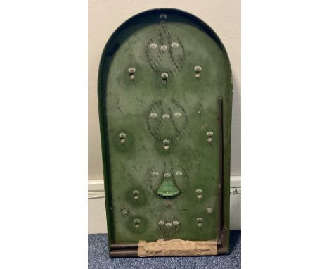 A green wooden bagatelle board. Est. £10 - £20.