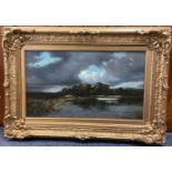 WILLIAMS: A gilt framed and glazed oil on canvas entitled 'Stormy Day on the Thames'.