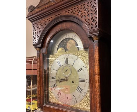 A good oak cased grandfather clock. By Thomas Bullock. Est. £100 - £150.