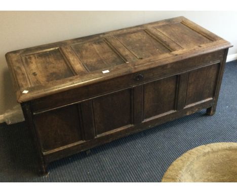 A Georgian oak four-panel coffer. Est. £60 - £80.