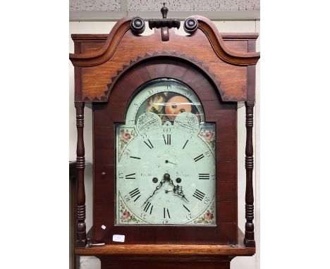 An oak and mahogany grandfather clock. Est. £100 - £150.