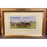 CHARLES EDWARD BRITTON: (British, 1870 - 1949): A framed and glazed watercolour depicting racehorses