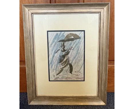 CECIL BEATON: (British, 1904 - 1980): A framed and glazed pen and watercolour on paper entitled 'VELAN' depicting a man with 