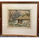CHARLES JAMES ADAMS: (British, 1859 -1931): A framed and glazed watercolour depicting sheep.