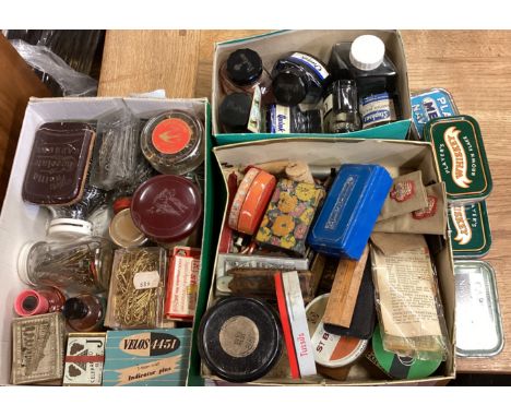 A collection of vintage tobacco cans, inks etc. Est. £20 - £30.