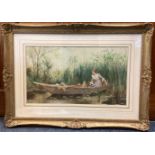 ALFRED AUGUSTUS GLENDENING: (British, 1840 - 1921): A gilt framed and glazed watercolour.