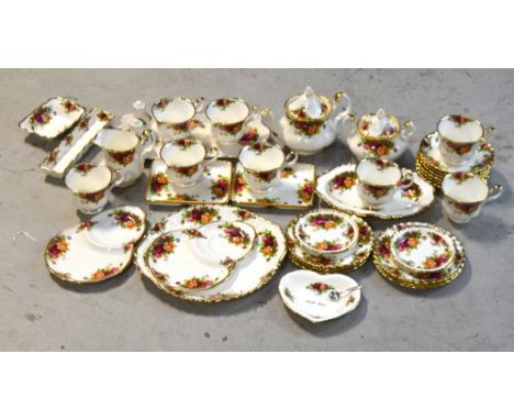 A quantity of Royal Albert 'Old Country Roses' teaware to include cups, saucers, plates, small teapot, sandwich plate, milk j